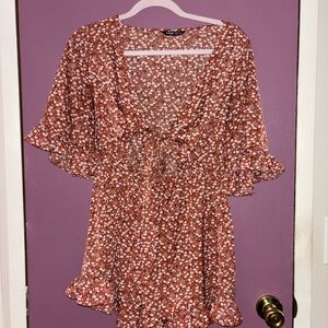 SHEIN Rust Floral Mini Dress